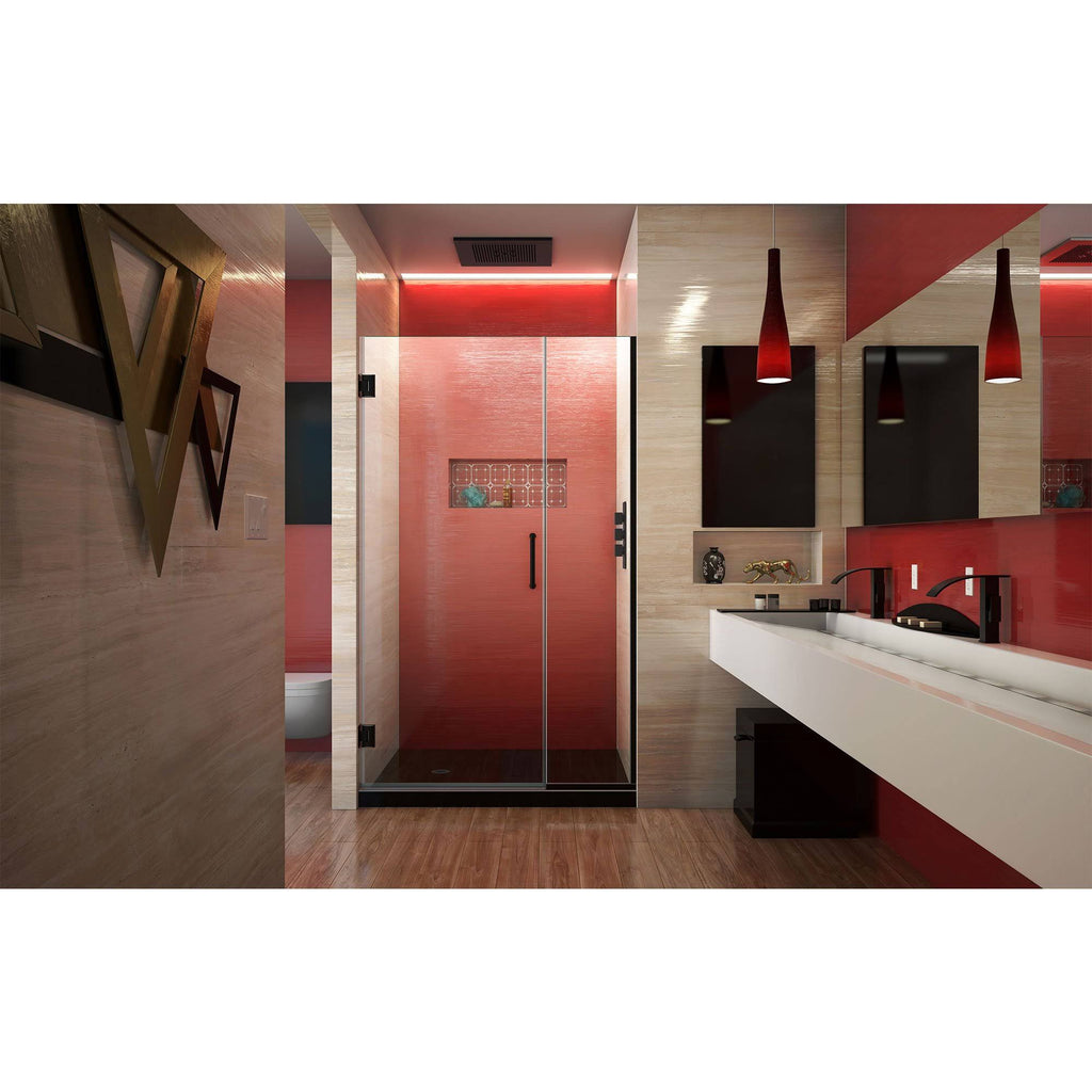 Frameless Hinged Shower Door in Satin Black E137