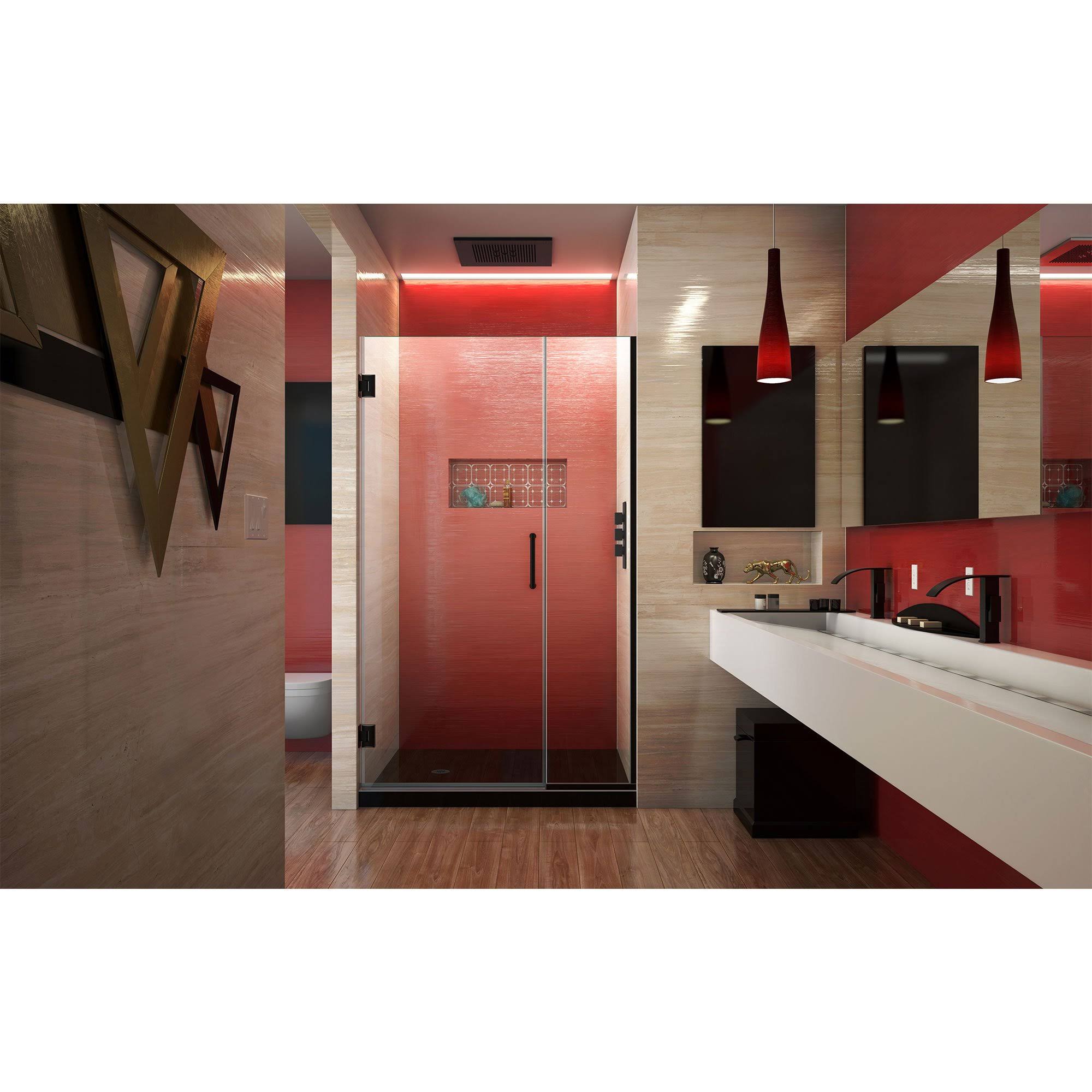 Frameless Hinged Shower Door in Satin Black E137