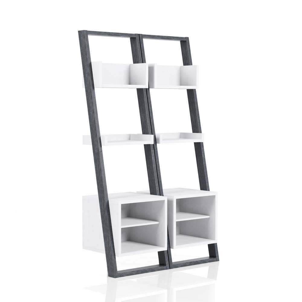 Gray Wood 10-Shelf Double Bookcase K2078