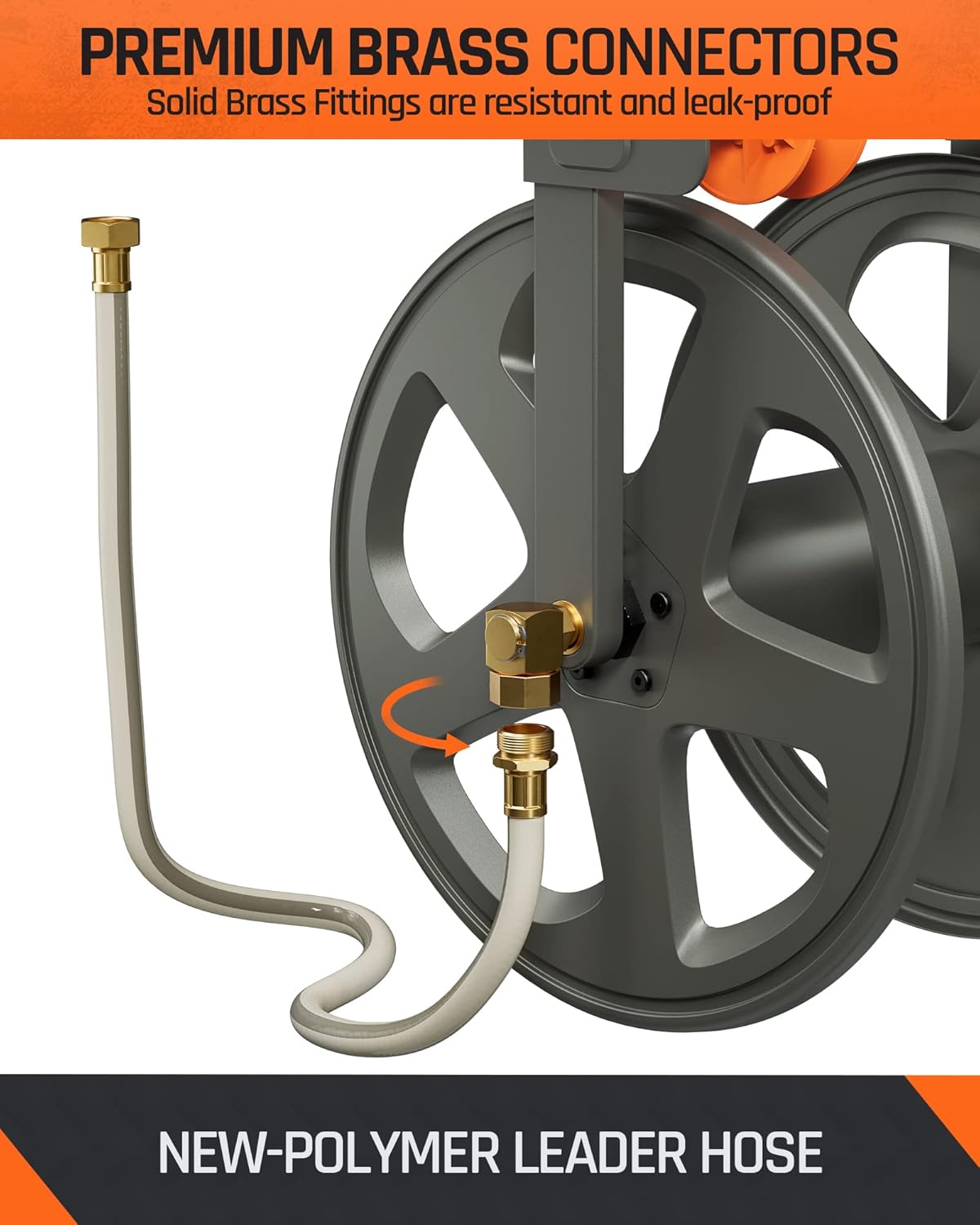 Wall Mounted Metal Hose Reel with Detachable Basket E560384