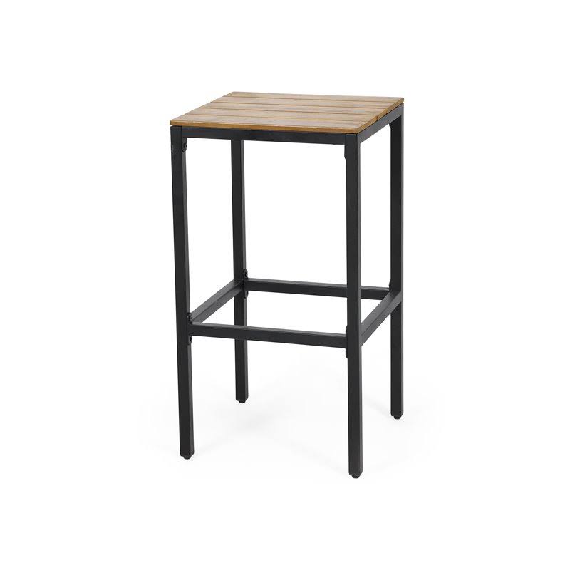 Acacia Wood Bar Stools Set of 2 Teak/Black S136
