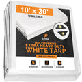White Poly Tarp 10' x 30' Waterproof 12 Mil Polyethylene S508