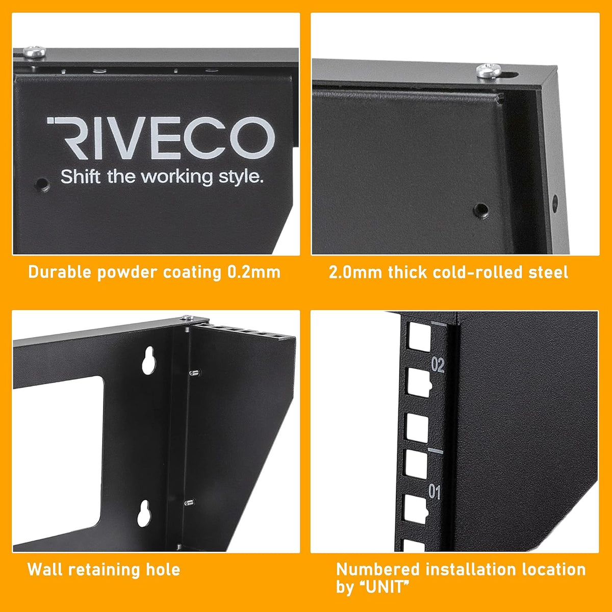 2U Wall Mount Rack Vertical Patch Panel Bracket Shelf Black R16699