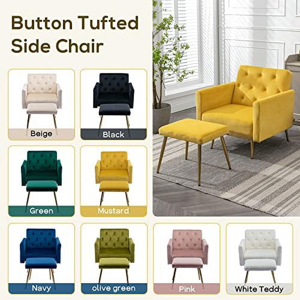 Olive Green Velvet Single Sofa Chair with Ottoman S51536