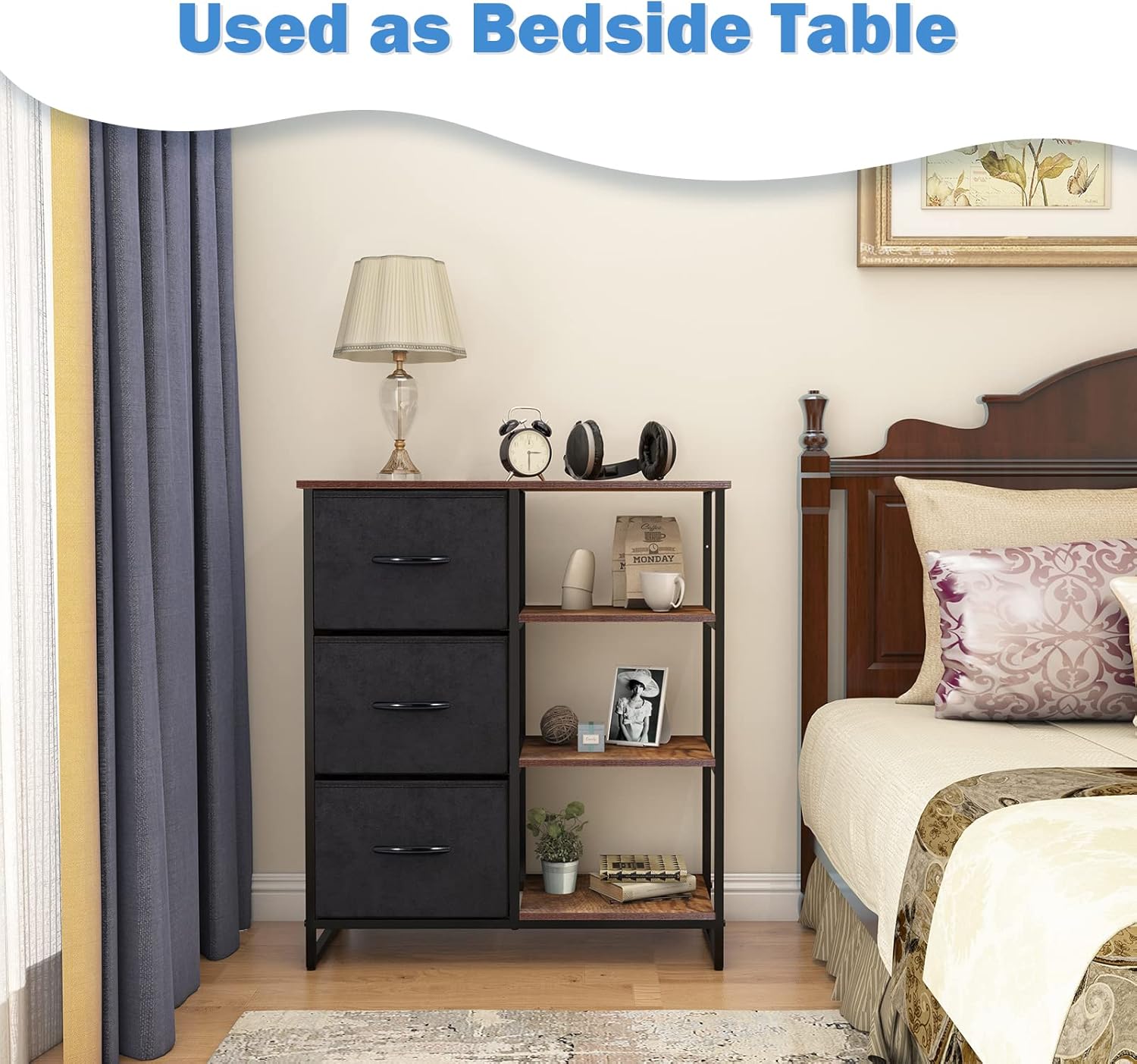 3 Drawer Dresser with Shelves J608