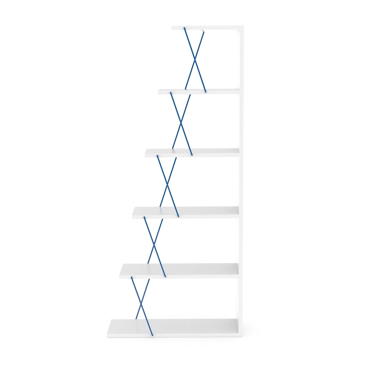 Chrome-White 5-Shelf Angled Bookcase F906