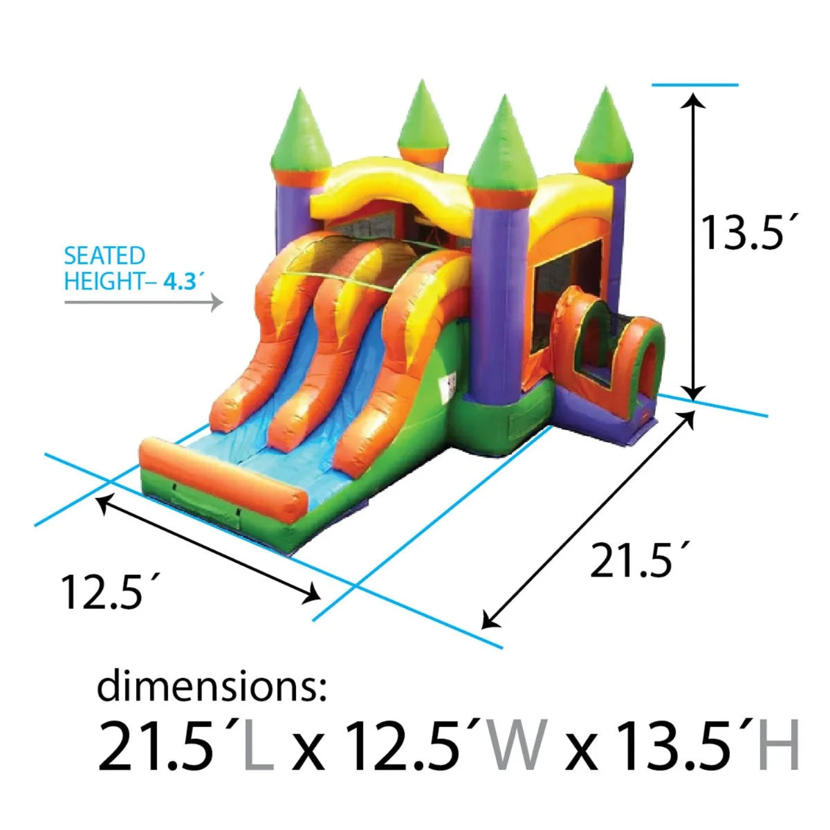 Orange Commercial Inflatable Bounce House with Dual Slide C133