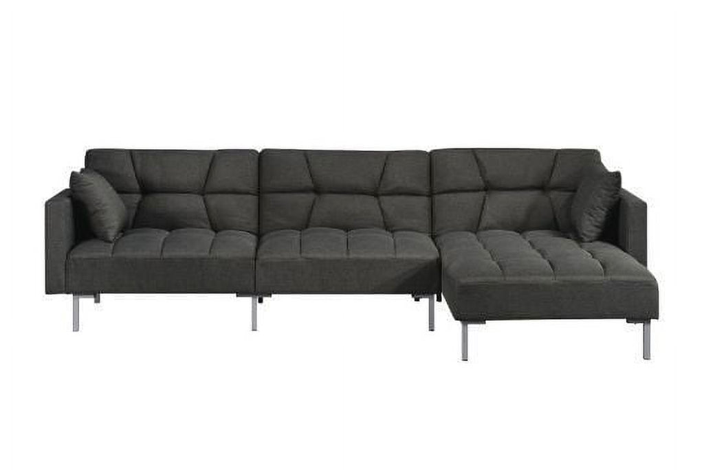 Adjustable Fabric Sectional Sofa with 2 Pillows Dark Gray S1335