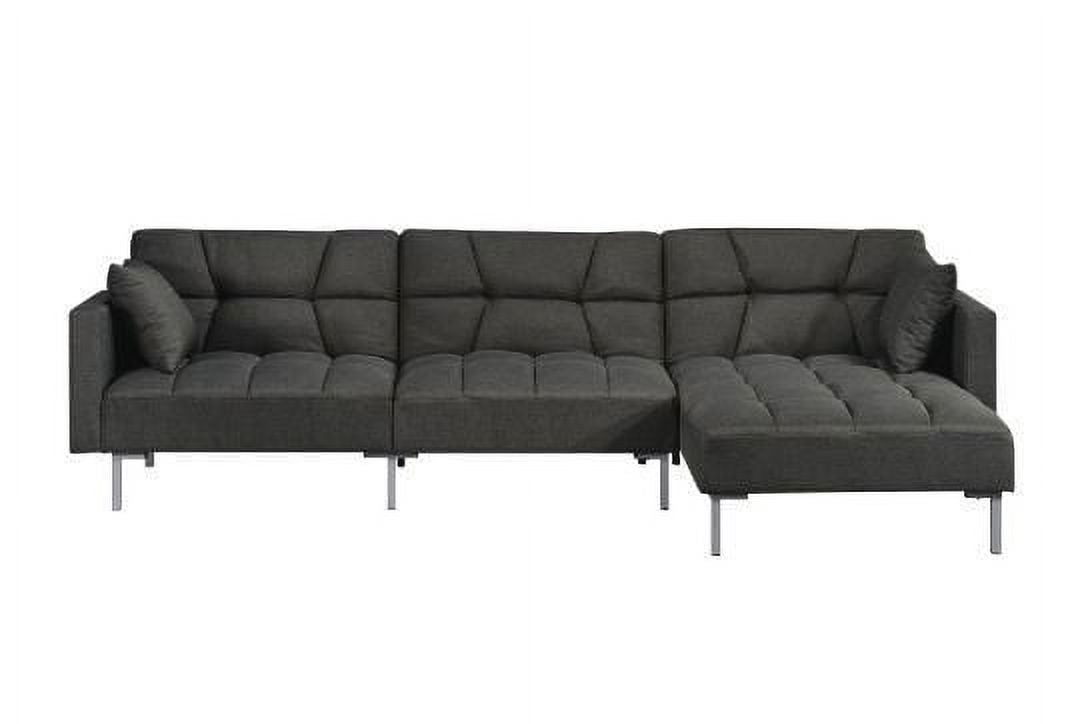 Adjustable Fabric Sectional Sofa with 2 Pillows Dark Gray S1335