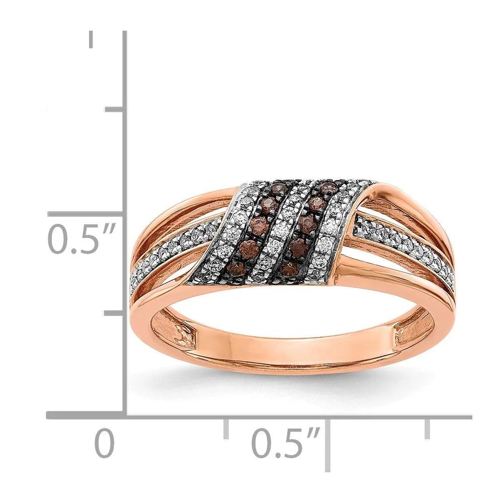 14kt Rose Gold White and Champagne Diamond Ring Size 7 C70724