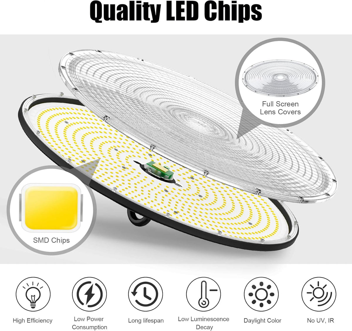 200W UFO LED High Bay Light with 110V Plug, 5000K Daylight T797