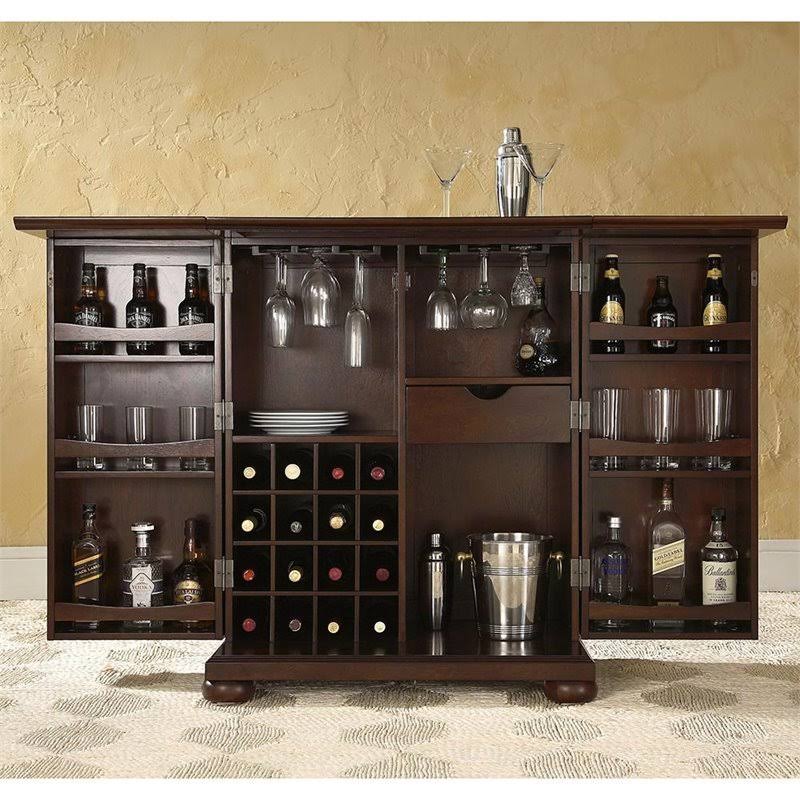 Expandable Home Bar Cabinet in Vintage Mahogany W9135