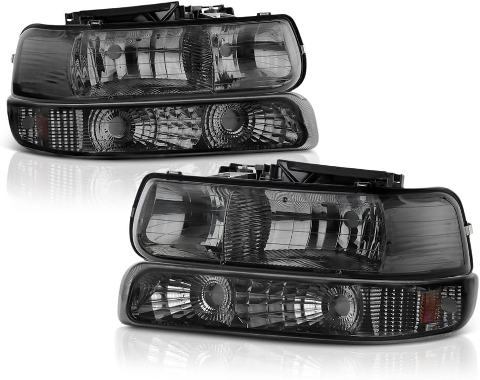 Metallic Chrome Housing Smoke Lens Headlights D75415
