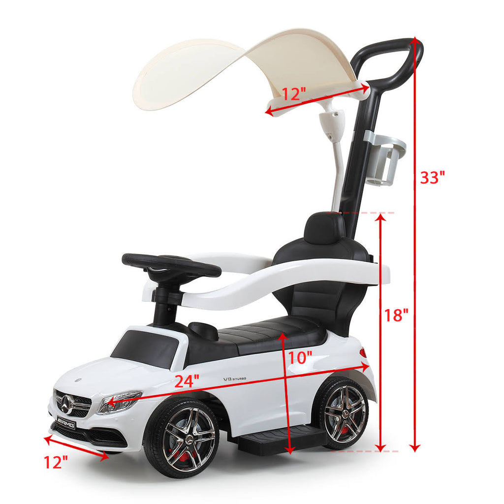 White Toddler Push Car with Canopy V594816