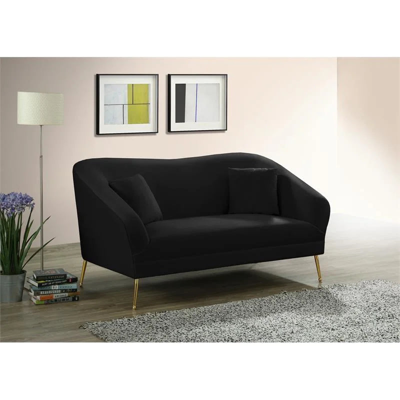 3-Piece Velvet Chair Loveseat & Sofa Set in Black O97664