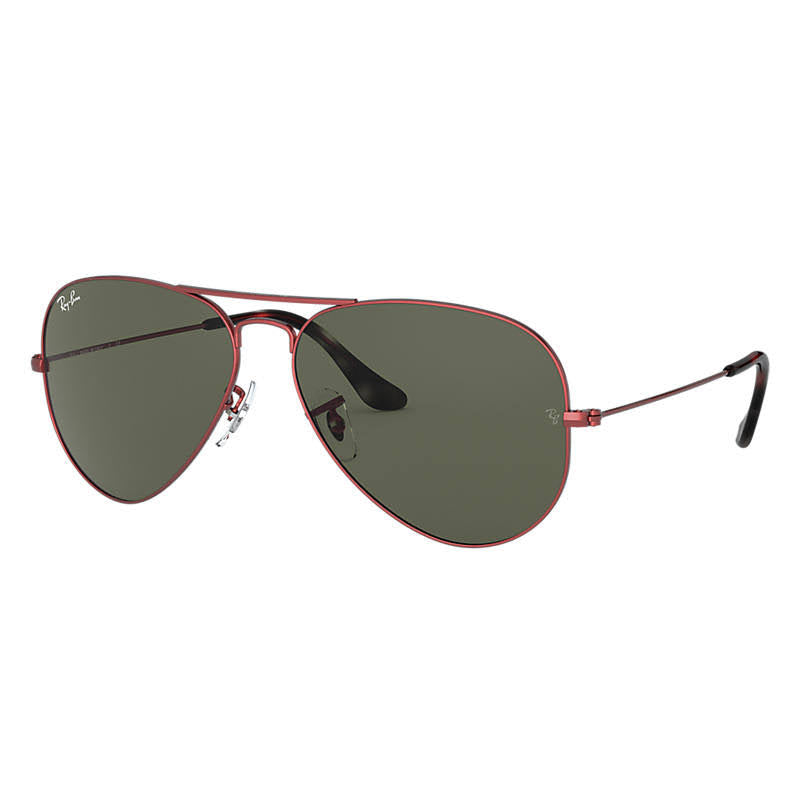 Red Metal Frame Aviator Sunglasses with Green Classic G-15 Lenses 55mm R828831