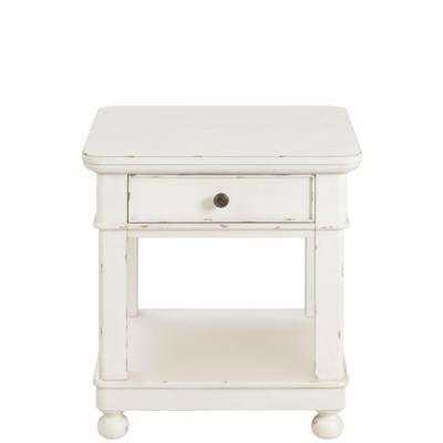 Chipped White Square Wood End Table E2871