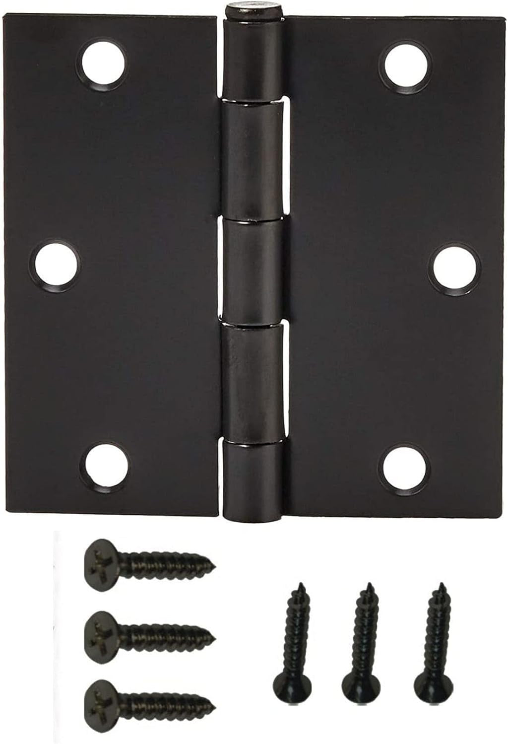 100 Pack Steel Door Hinge, 3.5" Square Corner, Satin Nickel, Removable Pin, with Screws F26946