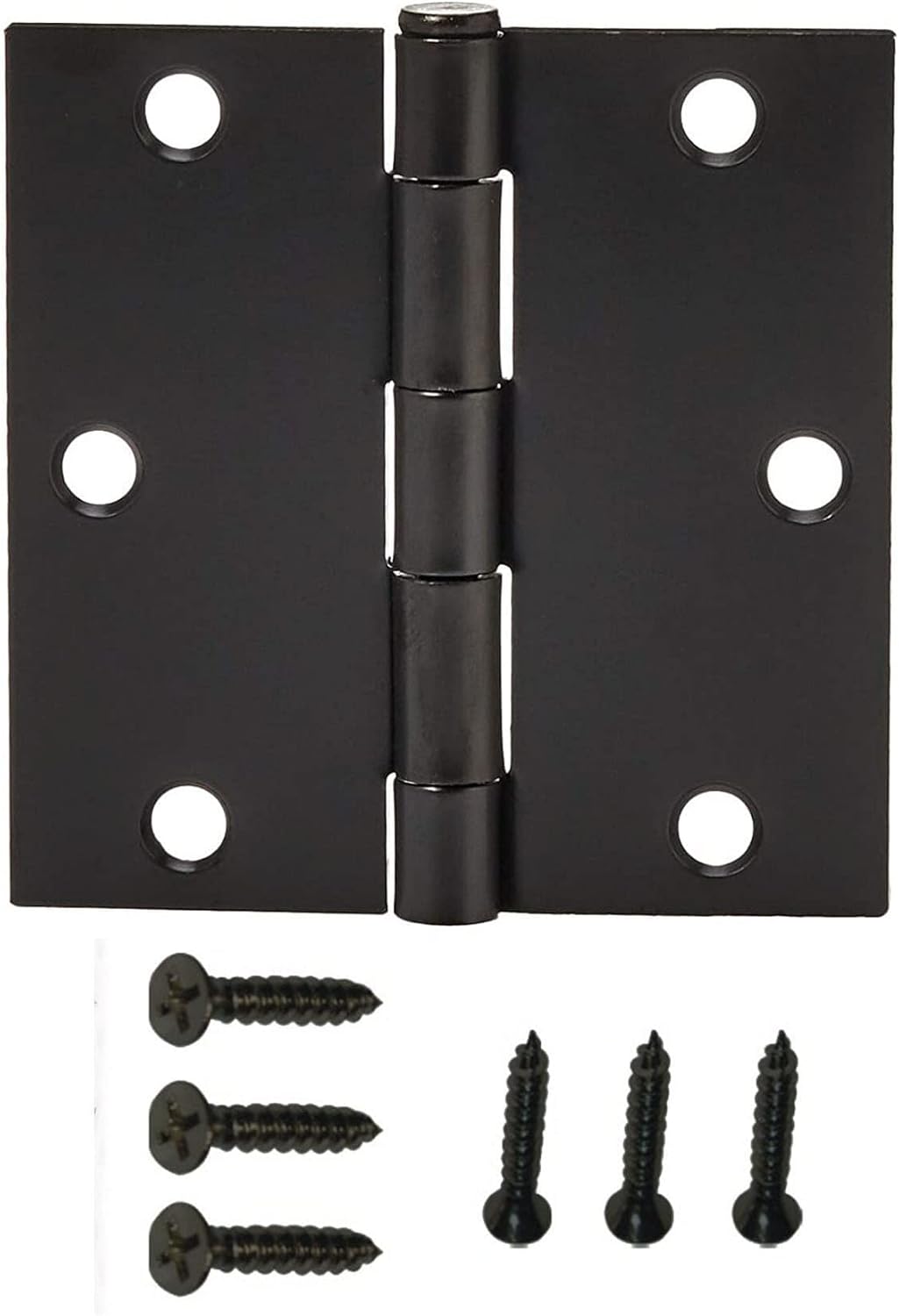100 Pack Steel Door Hinge, 3.5" Square Corner, Satin Nickel, Removable Pin, with Screws F26946