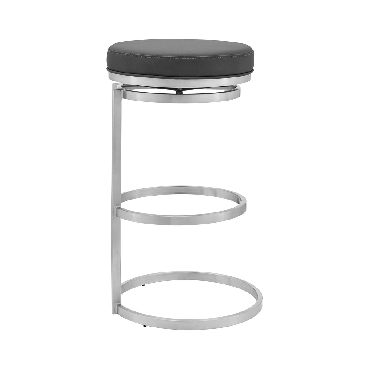 Gray Faux Leather Swivel Bar Stool C147