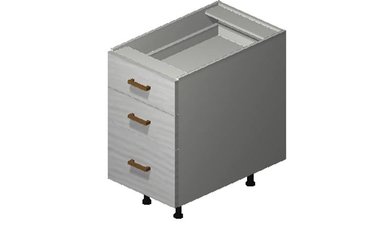 White Pine 3 Drawers Desk Base Cabinet Engineered Wood U258