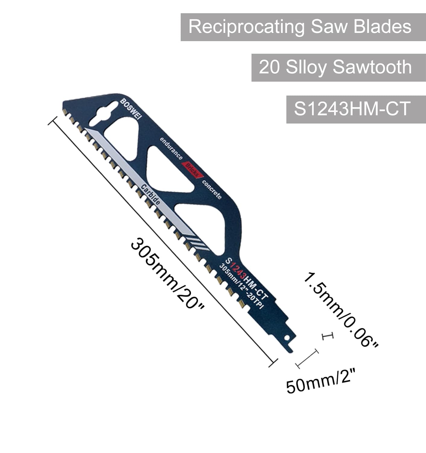 12-305mm Reciprocating Saw Blades for Cutting Masonry X52720