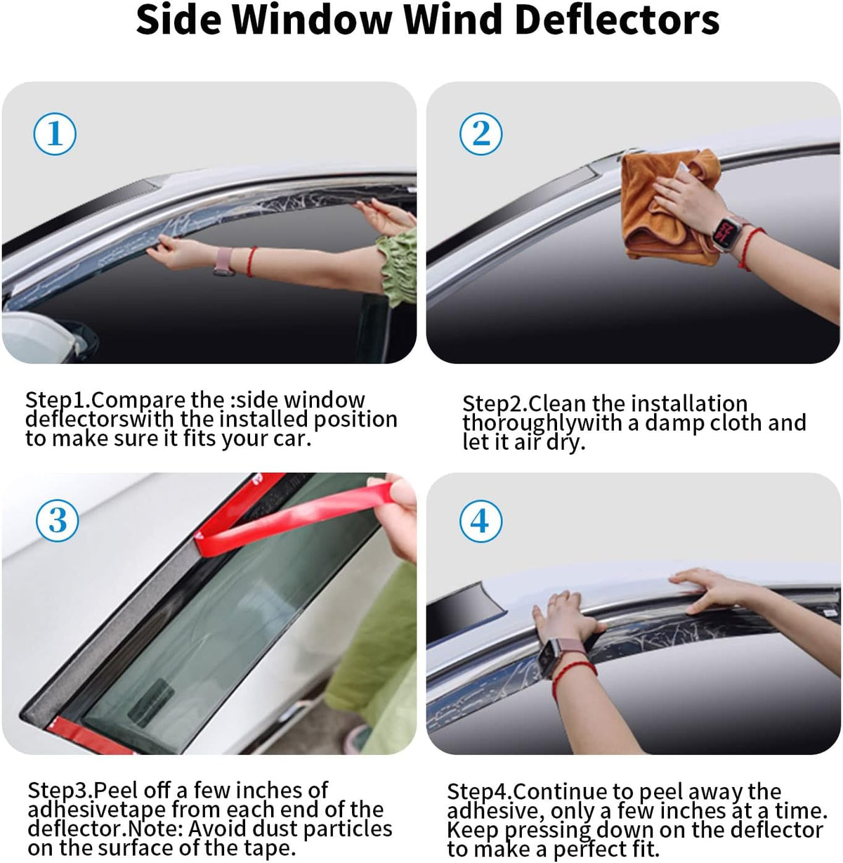 Tape-On Side Window Deflectors Dark Smoke 4-Piece Set X146140