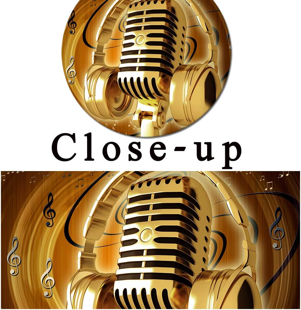 Gold Metal Microphone and Headset Musical Note Picture Print on Canvas 24x24inch U306