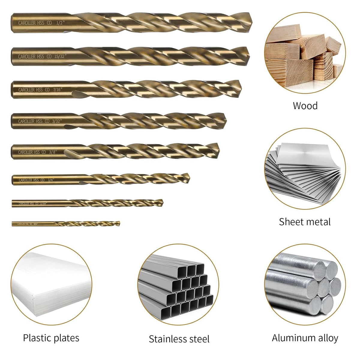 29-Piece M35 Cobalt Steel Metal Drill Bits with Round Shank D669256