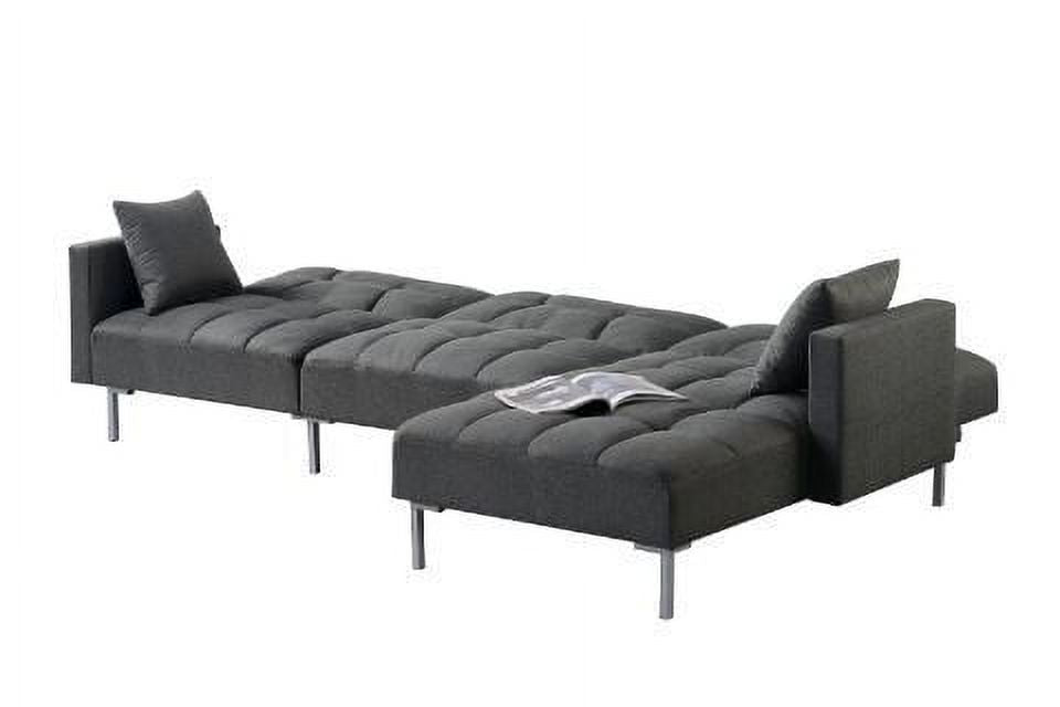 Adjustable Fabric Sectional Sofa with 2 Pillows Dark Gray S1335