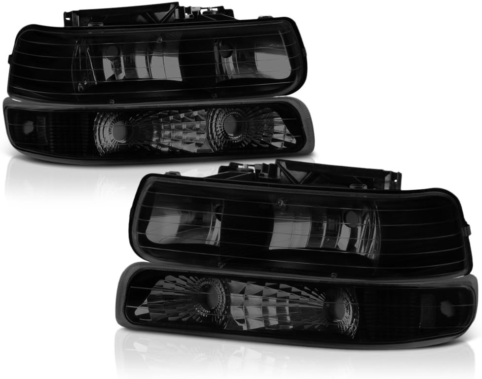 Metallic Chrome Housing Smoke Lens Headlights D75415