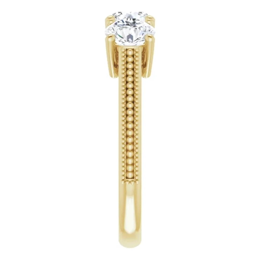 Three Stone Lab Grown Diamond Ring Yellow Gold Z730