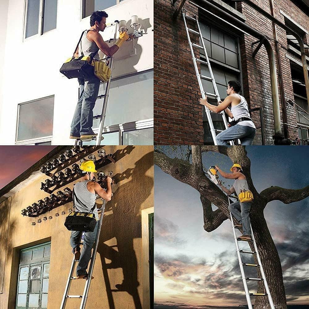 12.5FT Collapsible Telescoping Extension Ladder with 12 Steps L6975