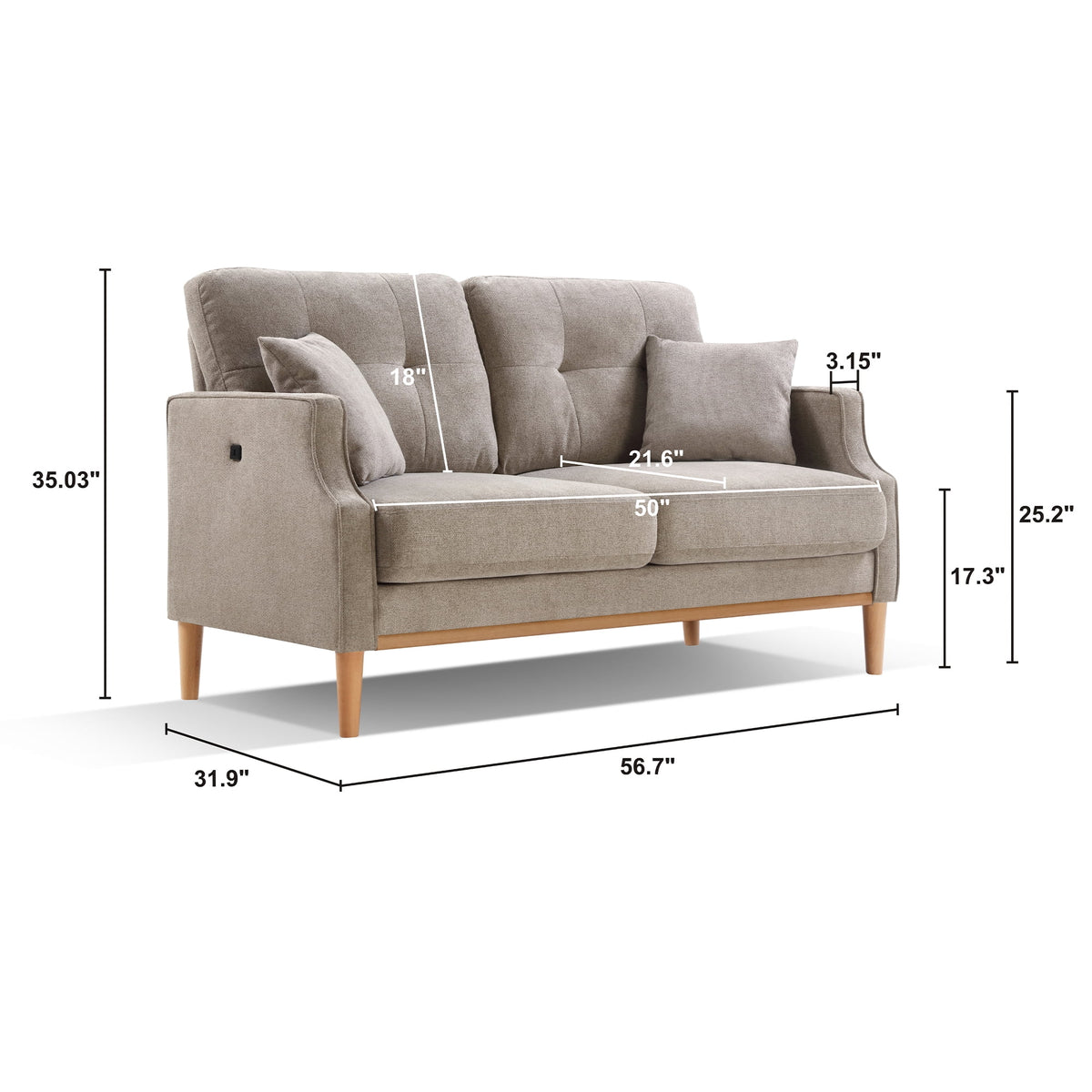 Cream 2 Seater Loveseat with Waterproof Fabric N547