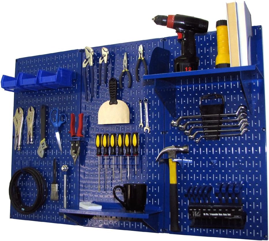 4 ft. Metal Pegboard Standard Tool Storage Kit with Blue Toolboard and Blue Accessories E9179