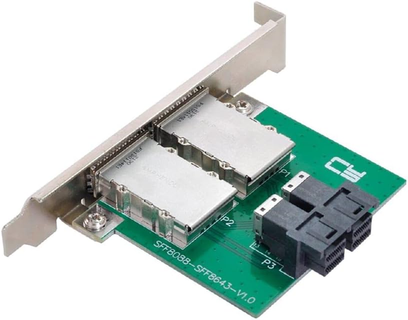 Dual Ports Mini SAS HD SFF-8644 to Internal Mini SAS SFF-8087 PCBA Female Adapter with Low Profile Bracket W29458