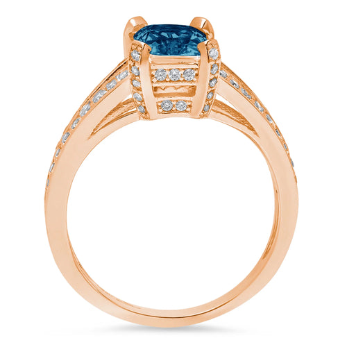 14k Rose Gold London Blue Topaz Ring Size 7 W907