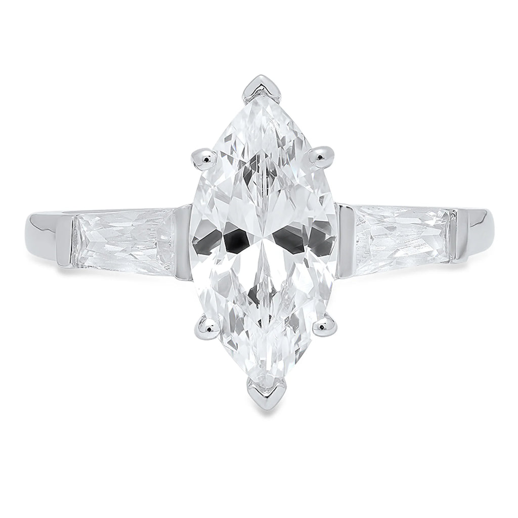 2.0ct Marquise Cut Simulated Alexandrite 18k White Gold 3 Stone Ring T554438