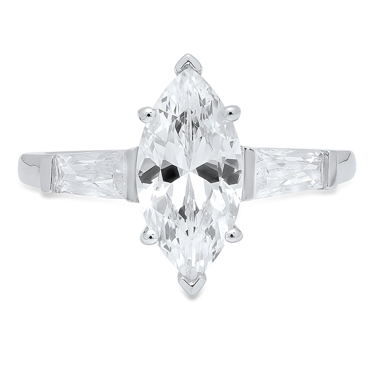 2.0ct Marquise Cut Simulated Alexandrite 18k White Gold 3 Stone Ring T554438