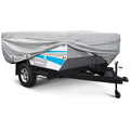Waterproof Folding Camping Travel Trailer Storage Cover Fits Length 8'-10' Heavy Duty 4 Layer Fabric Pop-Up Tent Trailers Cover Y441270