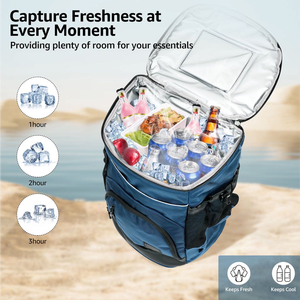 Blue Sandproof Water-Resistant Cooler Backpack Q5957