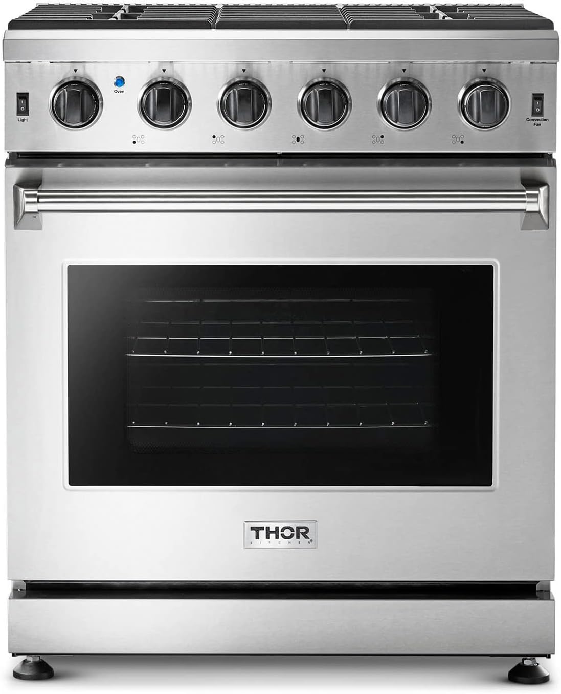 30 Inch Stainless Steel Gas Range with 5 Sealed Burners, 4.5 cu. ft. Oven, Storage Drawer, Cast Iron Grate F1555