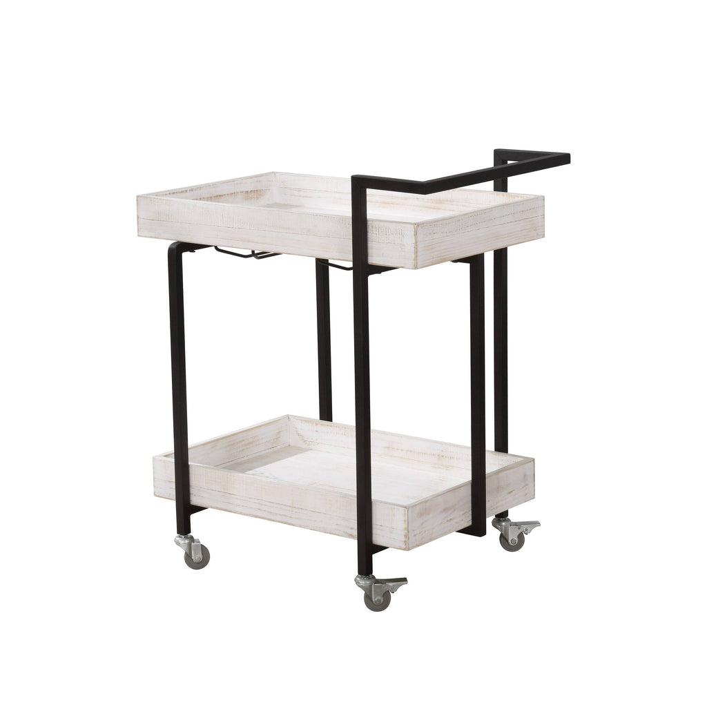 Antique White Industrial Serving Cart J273587