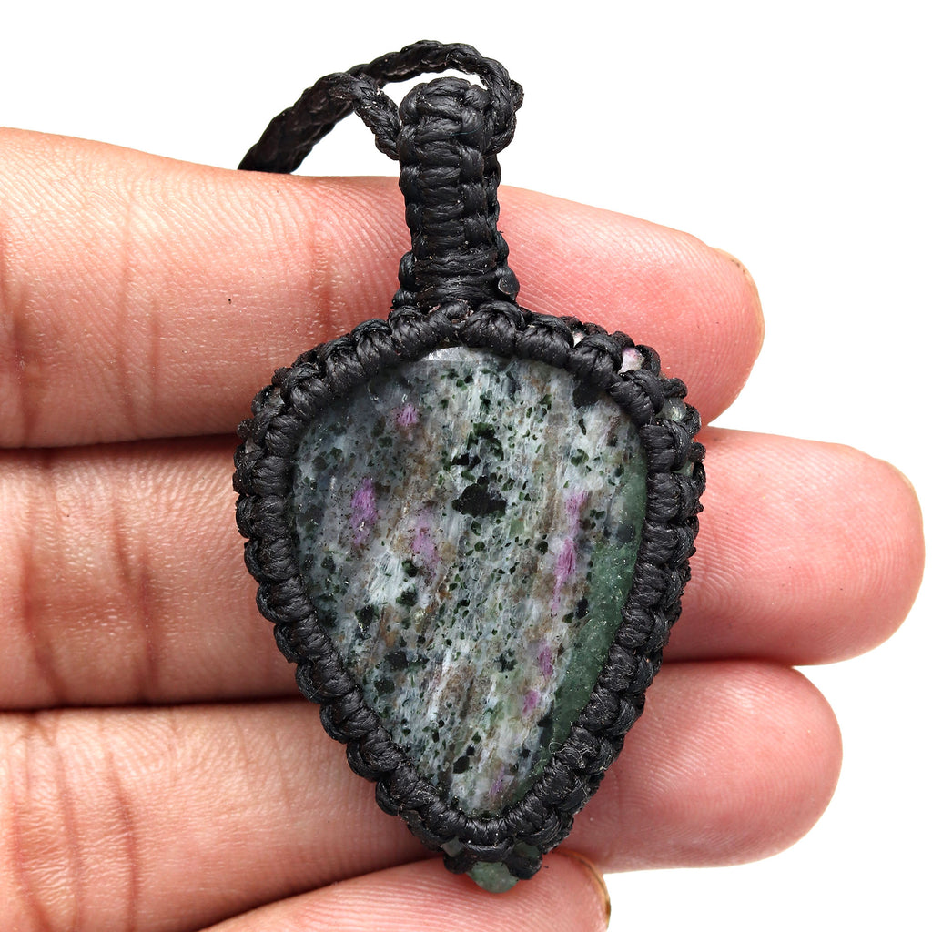 Ruby Zoisite Macrame Gemstone Necklace Q317