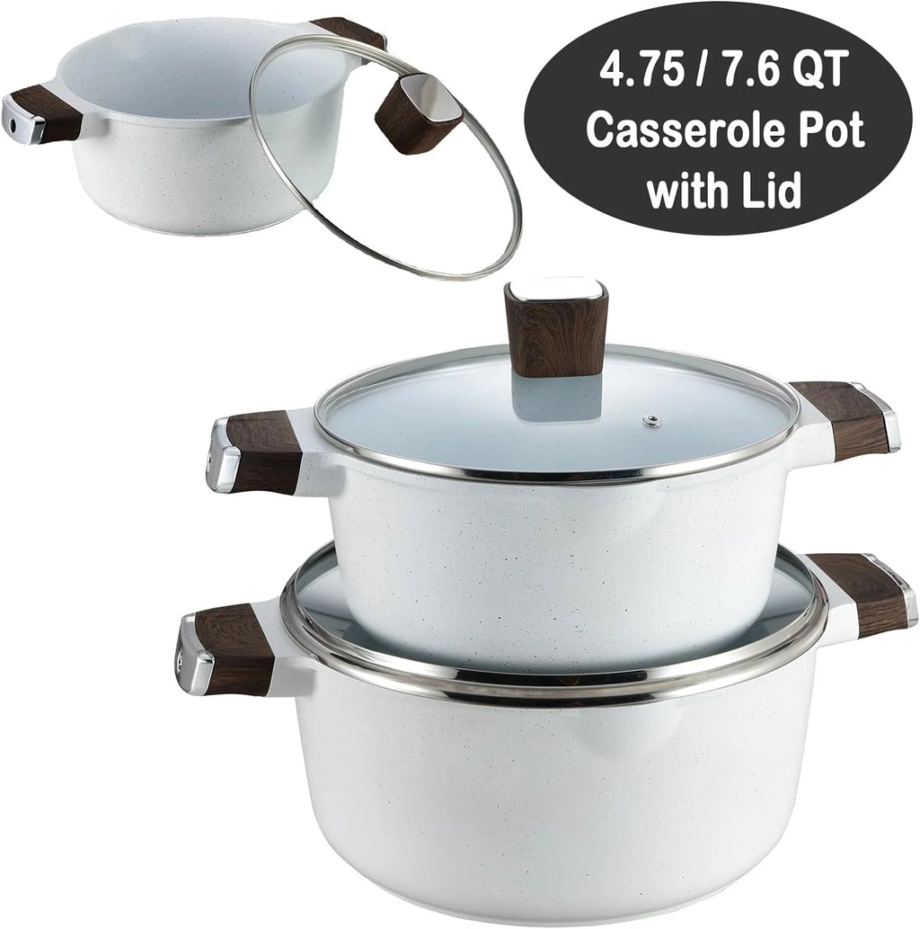 13pcs Nonstick White Granite Cookware Set W55651