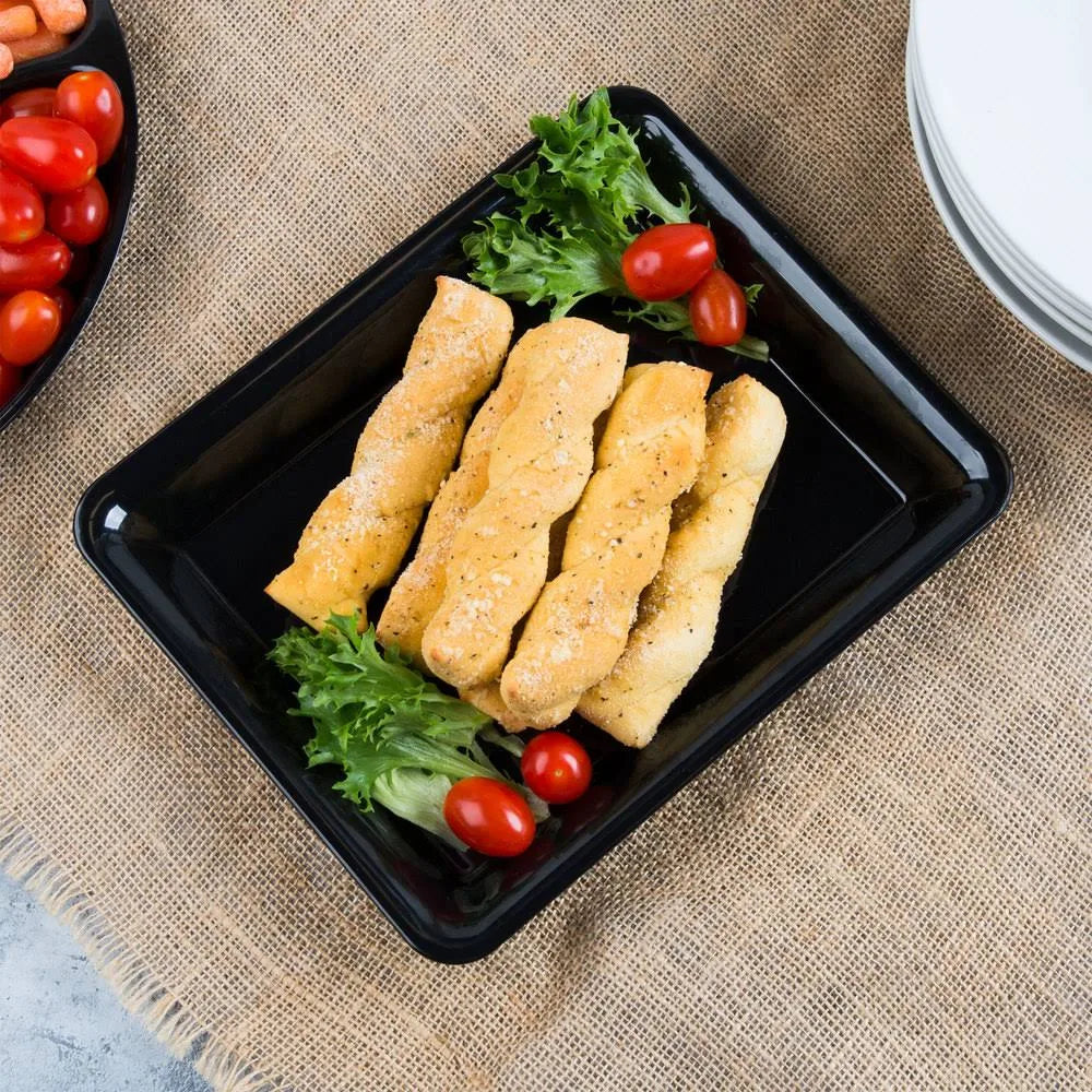 Black Plastic Rectangular Cater Tray - 25/Case Z594194