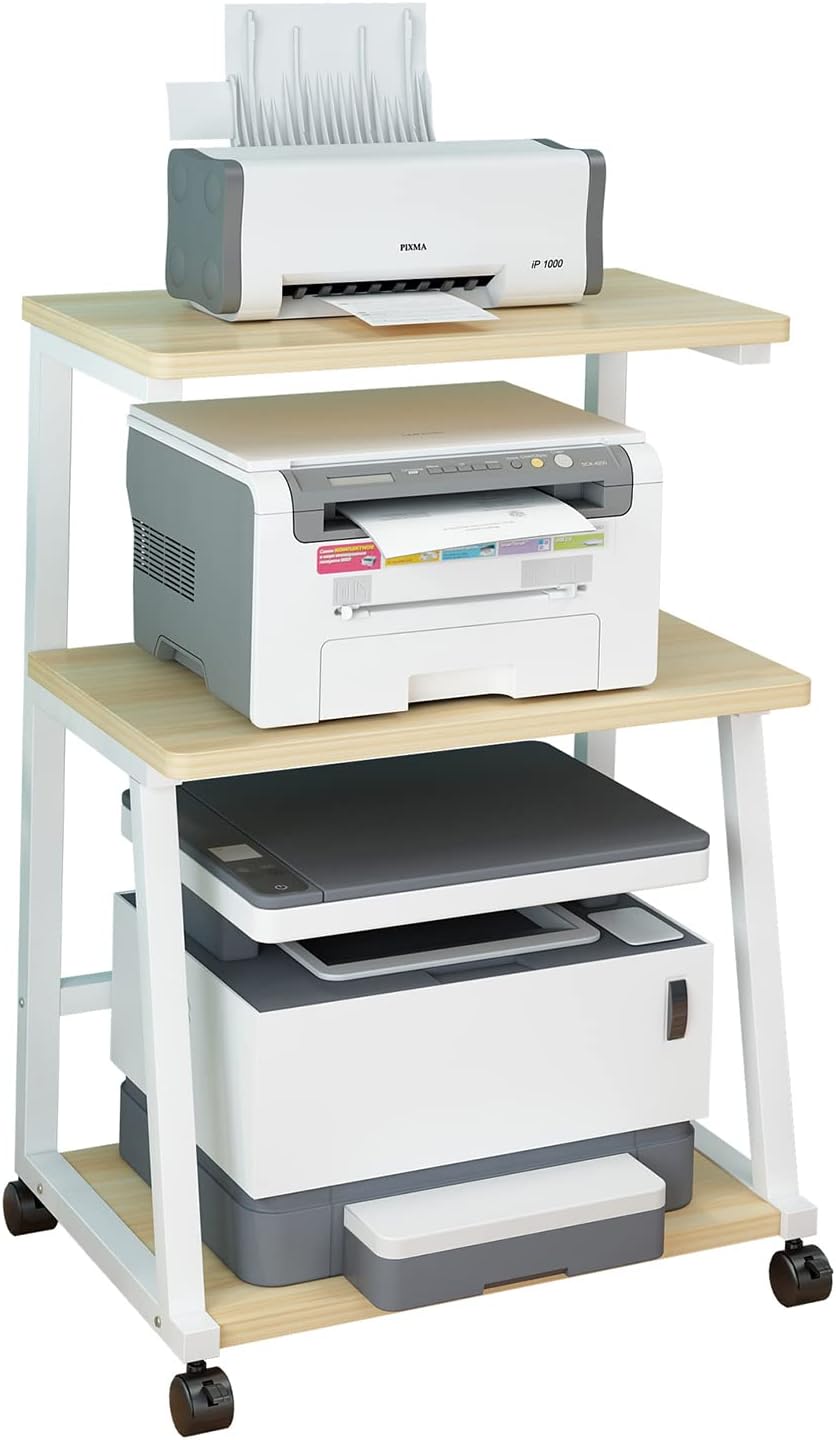 Black 3-Tier Rolling Printer Stand Cart with Storage Q61507