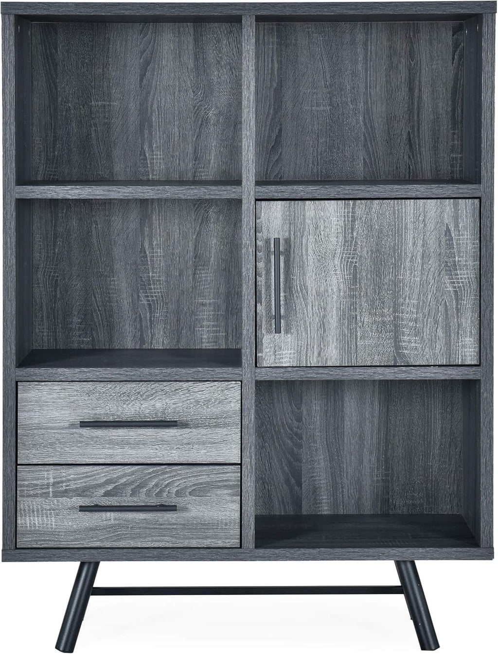 6 Shelf Multi-Functional Cabinet, Sonoma Oak + Black F398941