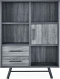 6 Shelf Multi-Functional Cabinet, Sonoma Oak + Black F398941