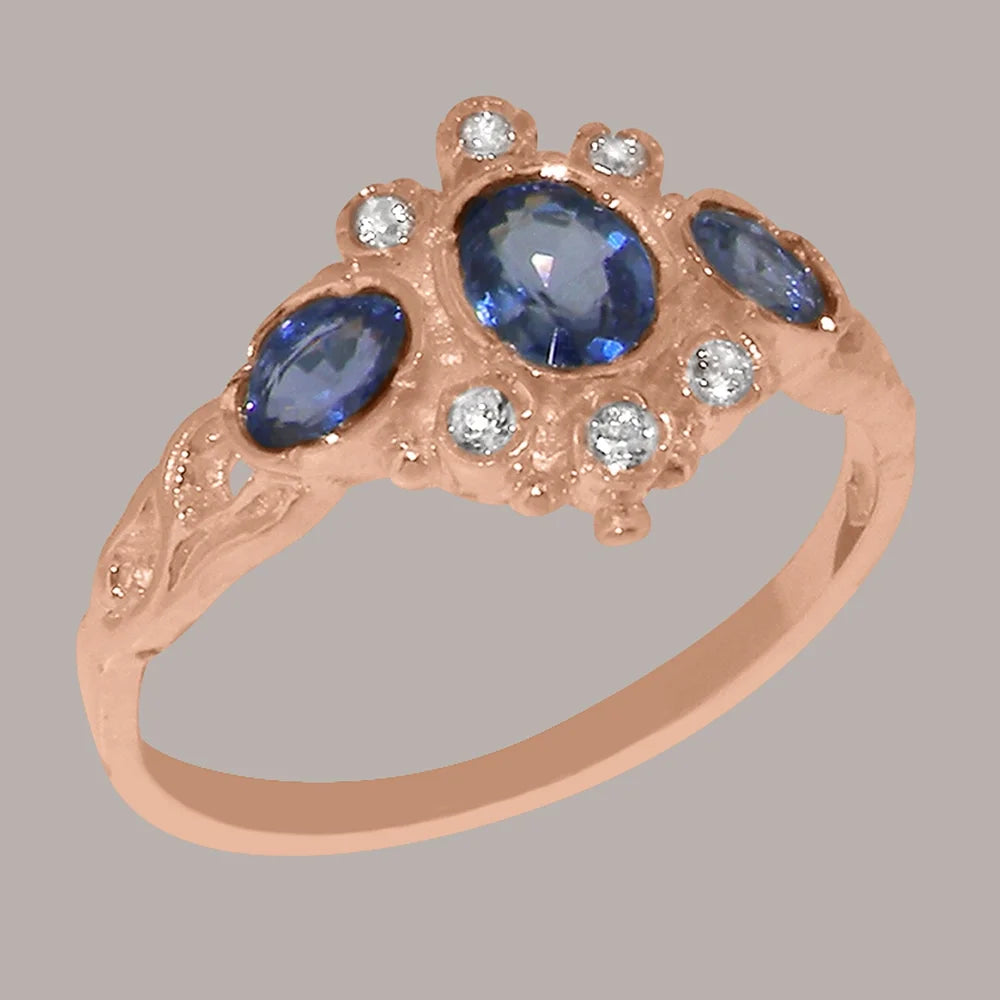 9k Rose Gold Natural Sapphire & Diamond Ring U2387